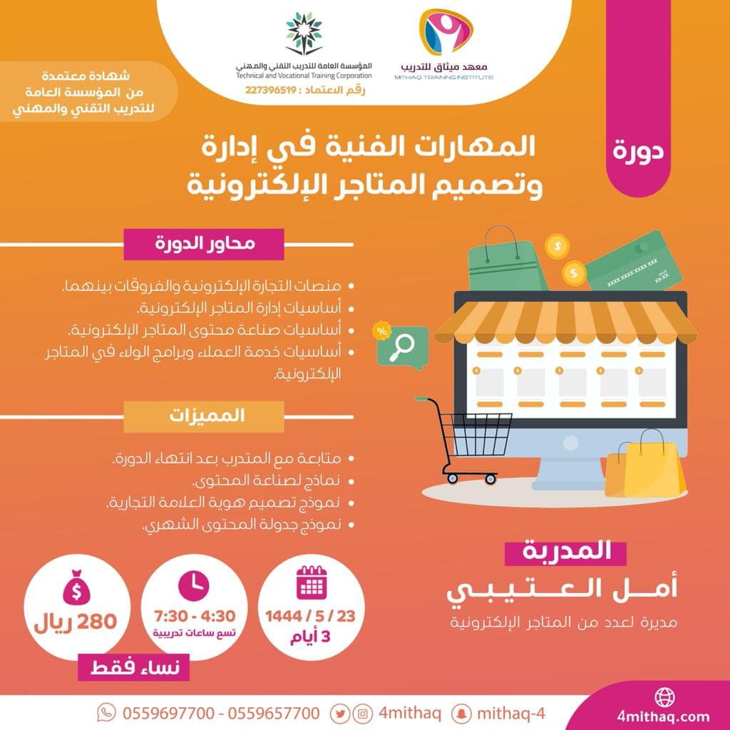 المهارات الفنية في إدارة وتصميم المتاجر الإلكترونية